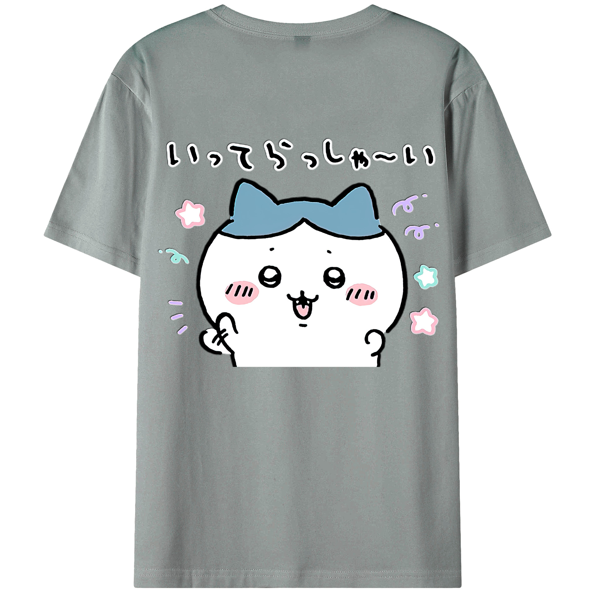 （画像用） ちいかわ ハチワレ Chii-kawa hachiware 綿100％ メンズ半袖Tシャツ（バックプリント） 通気性